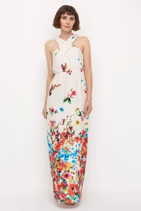 13114 Ecru Floral Maxi Dress