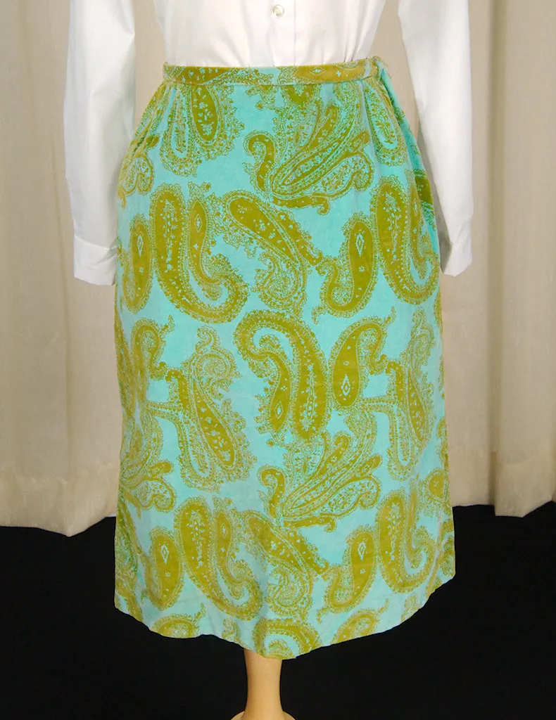 1960s Turquoise Paisley Skirt