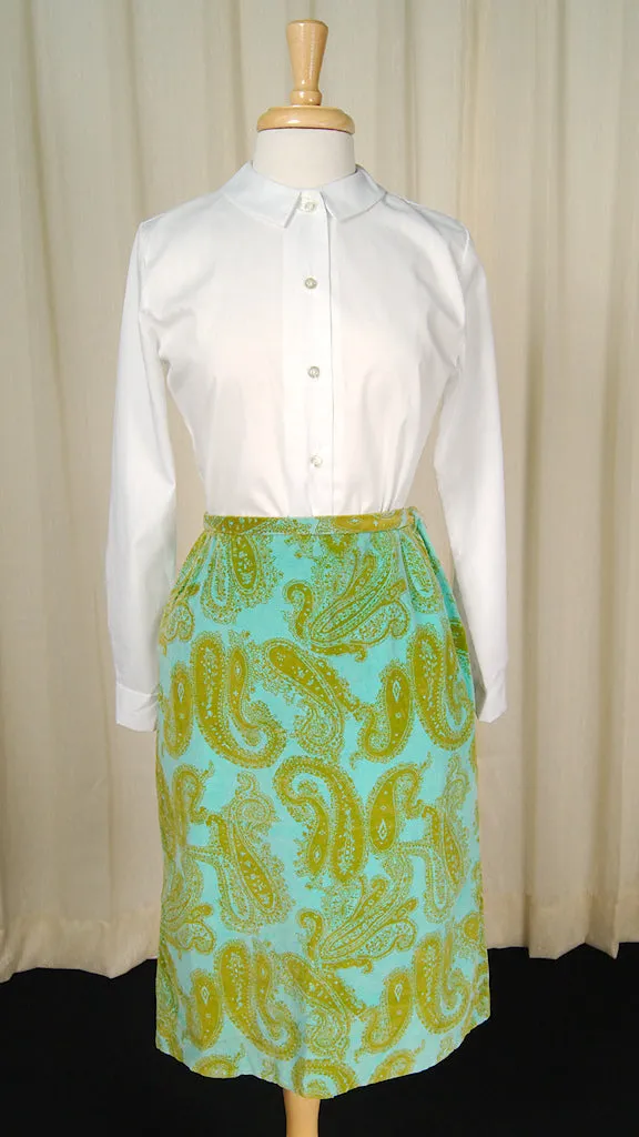 1960s Turquoise Paisley Skirt