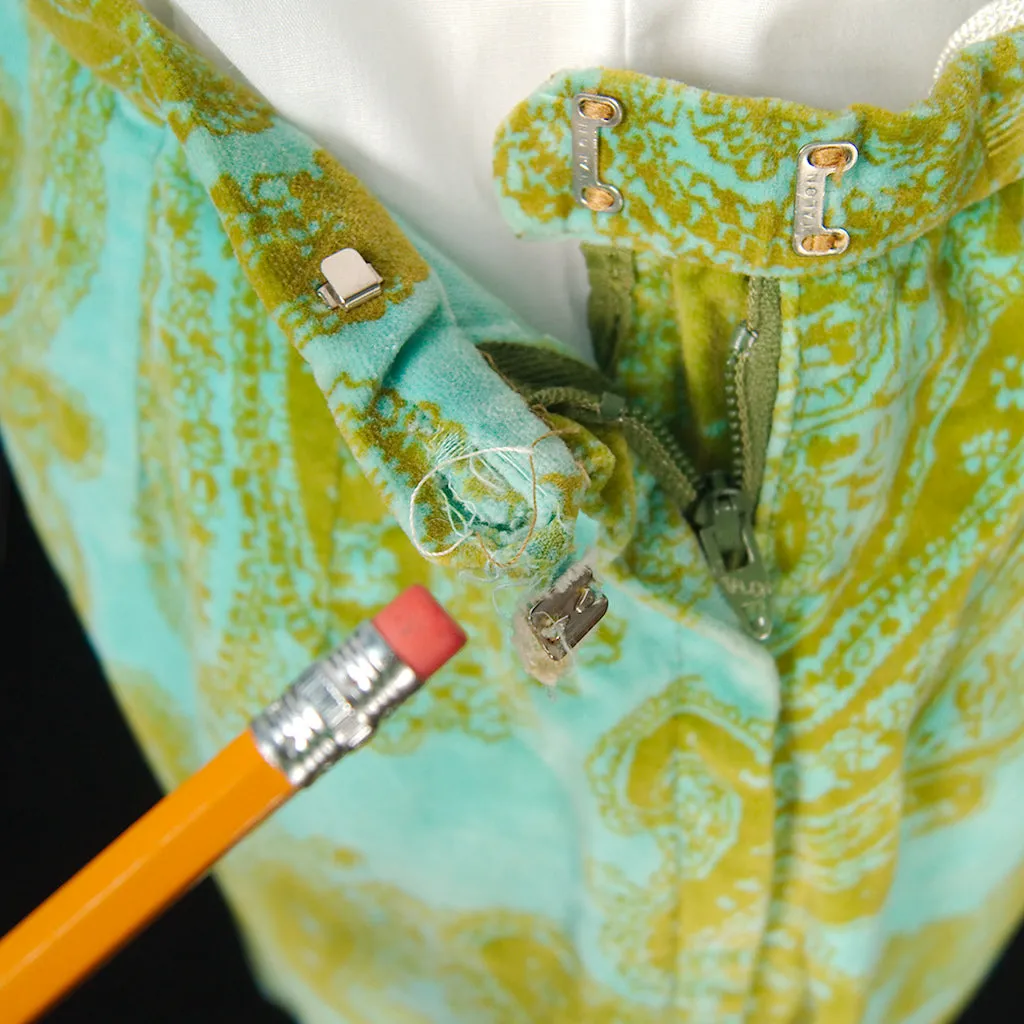 1960s Turquoise Paisley Skirt