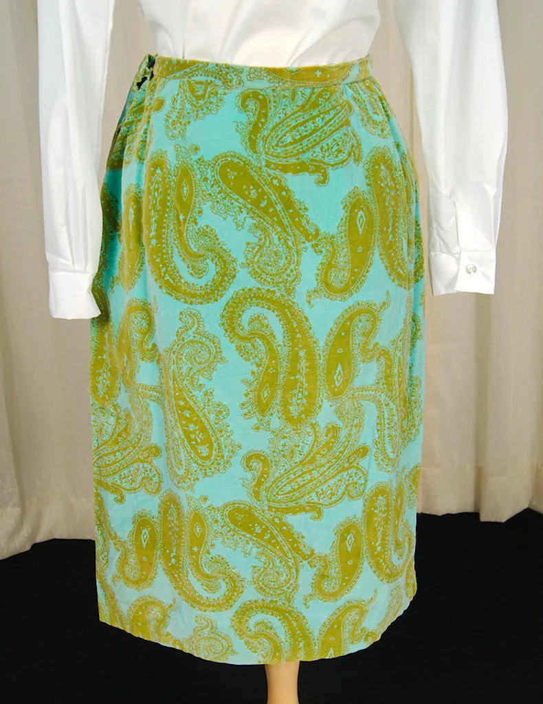1960s Turquoise Paisley Skirt