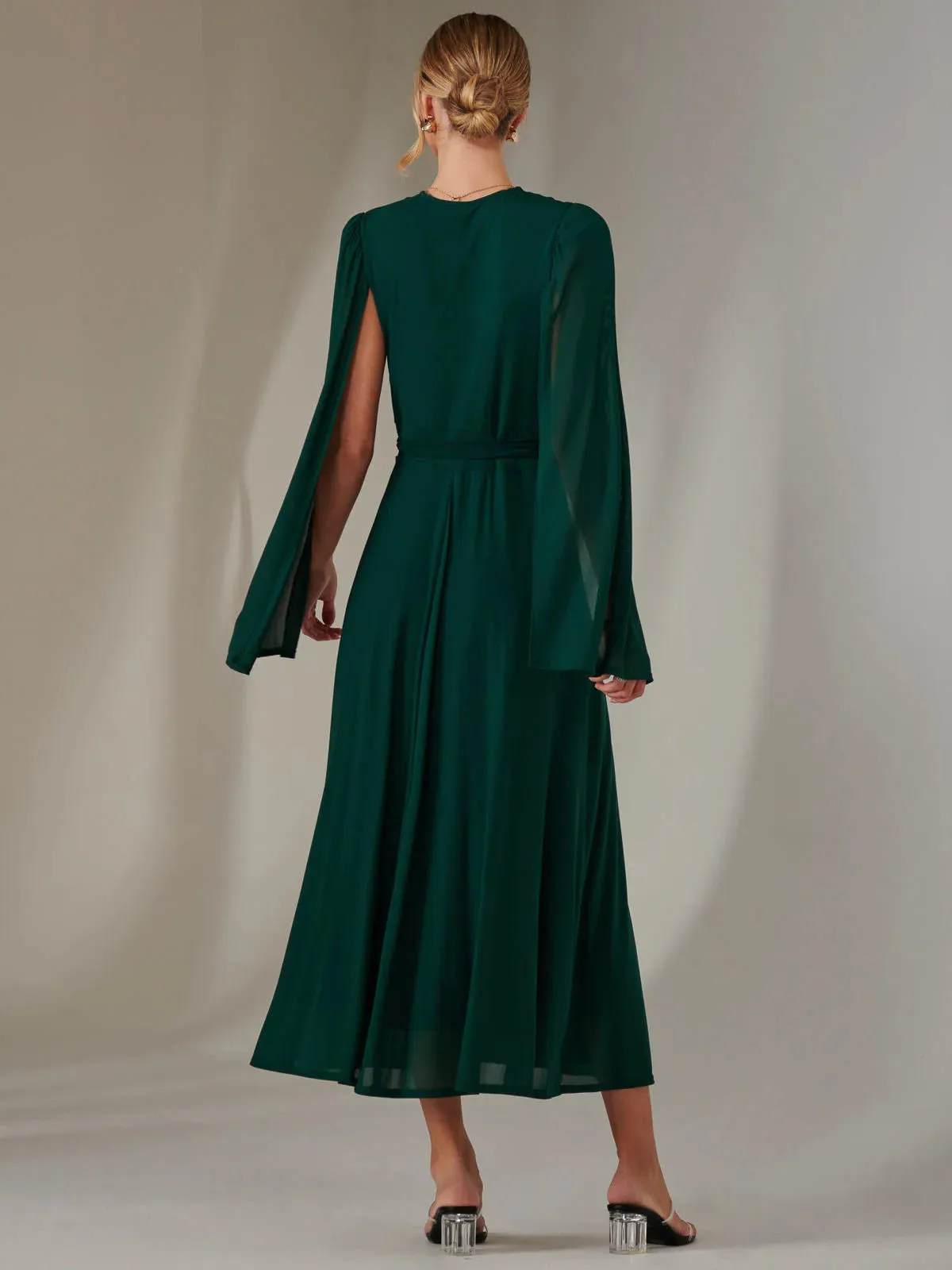 A2181 Amira Cape Sleeve Wrap Dress