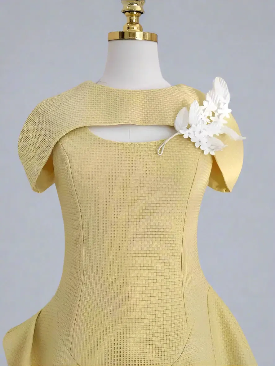 Aasta Mustard Tweed Dress