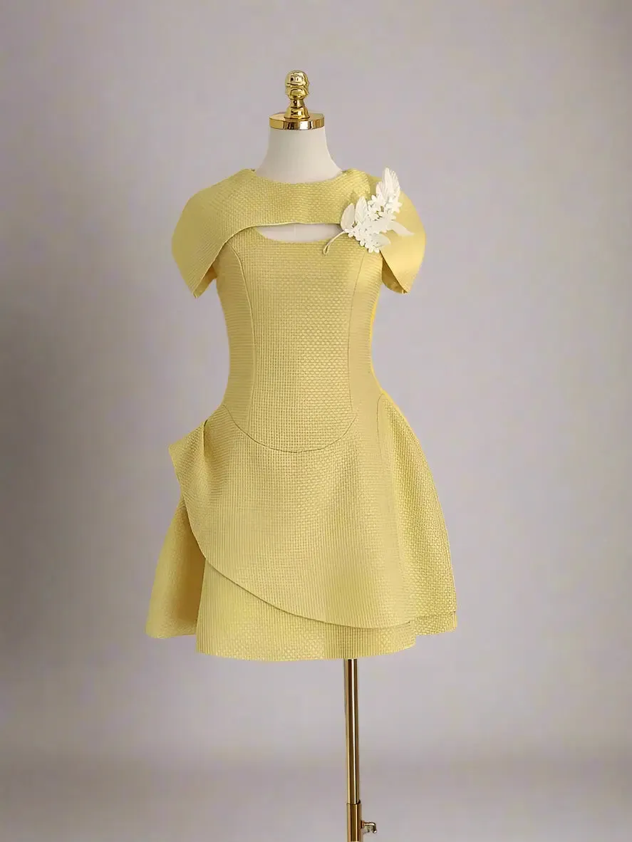 Aasta Mustard Tweed Dress