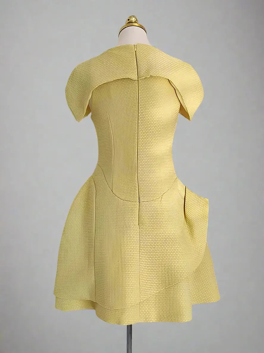 Aasta Mustard Tweed Dress