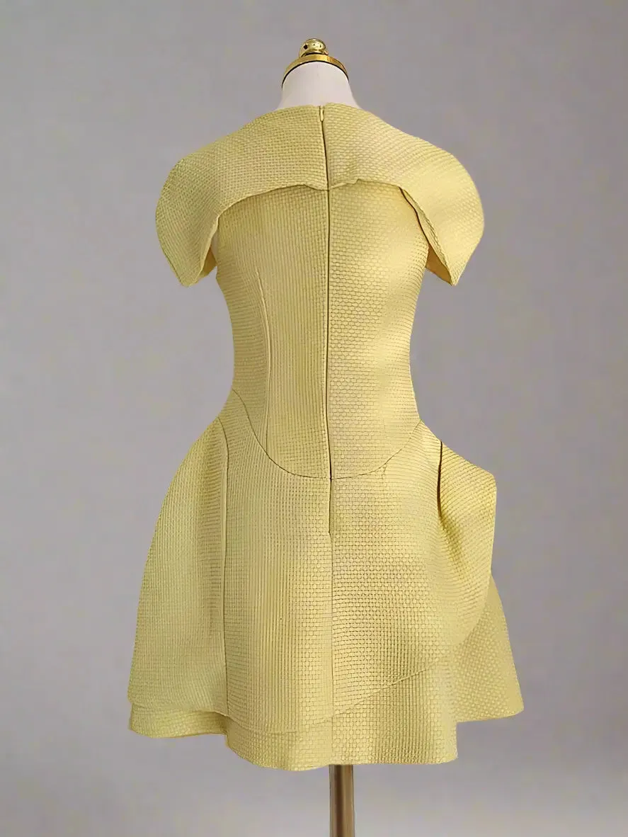Aasta Mustard Tweed Dress