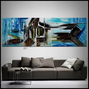 Abstract painting on Canvas Red Blue 72", Wall Art Home Decor - New Beginning