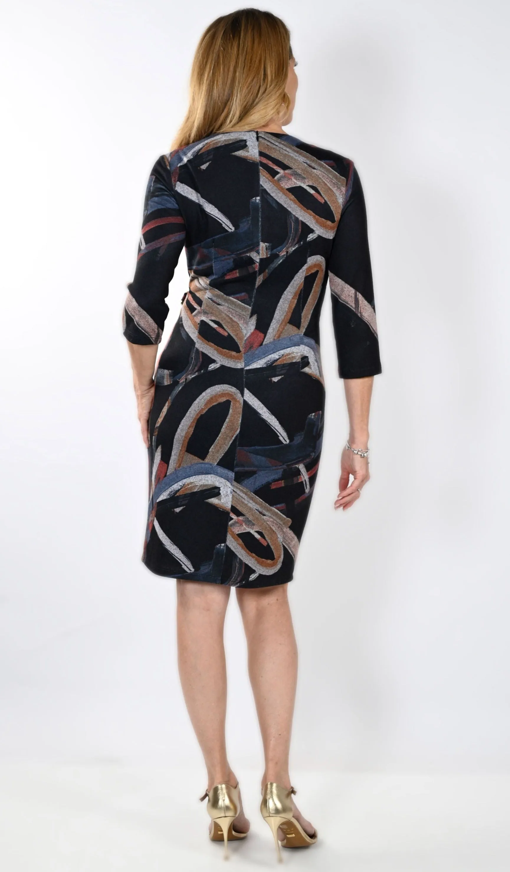 Abstract Print Wrap Front Dress