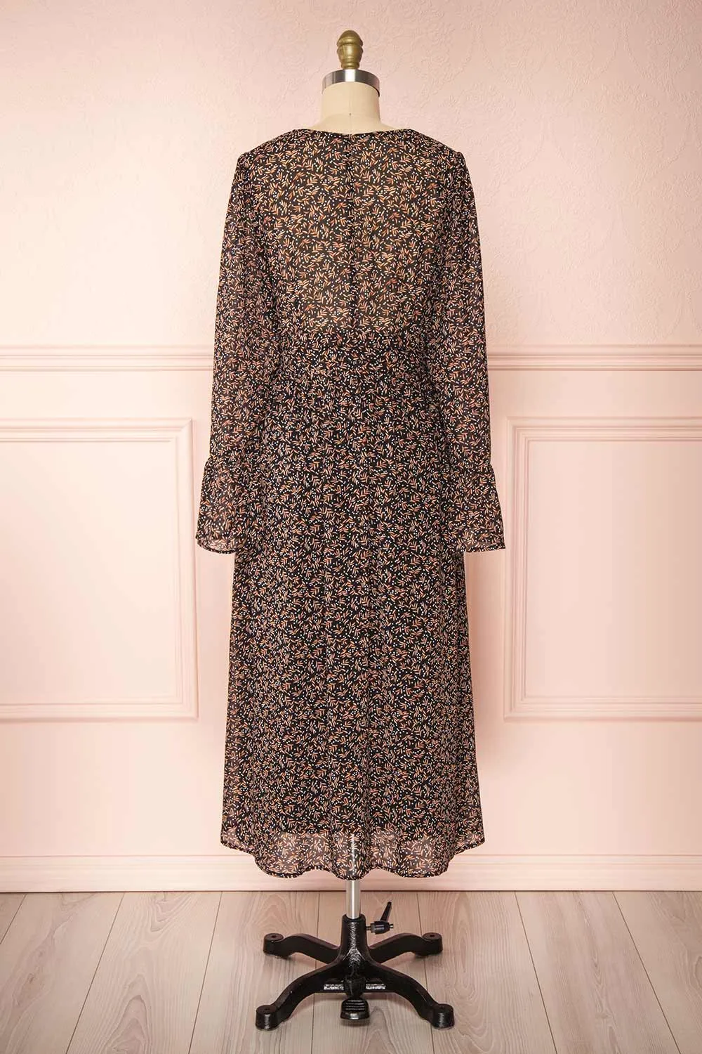 Agape | Black Floral Wrap Dress