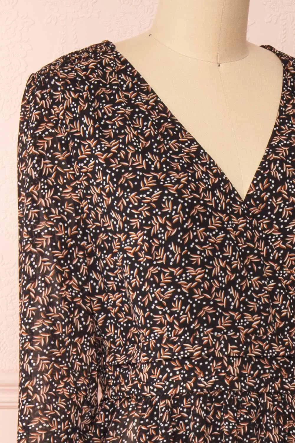 Agape | Black Floral Wrap Dress