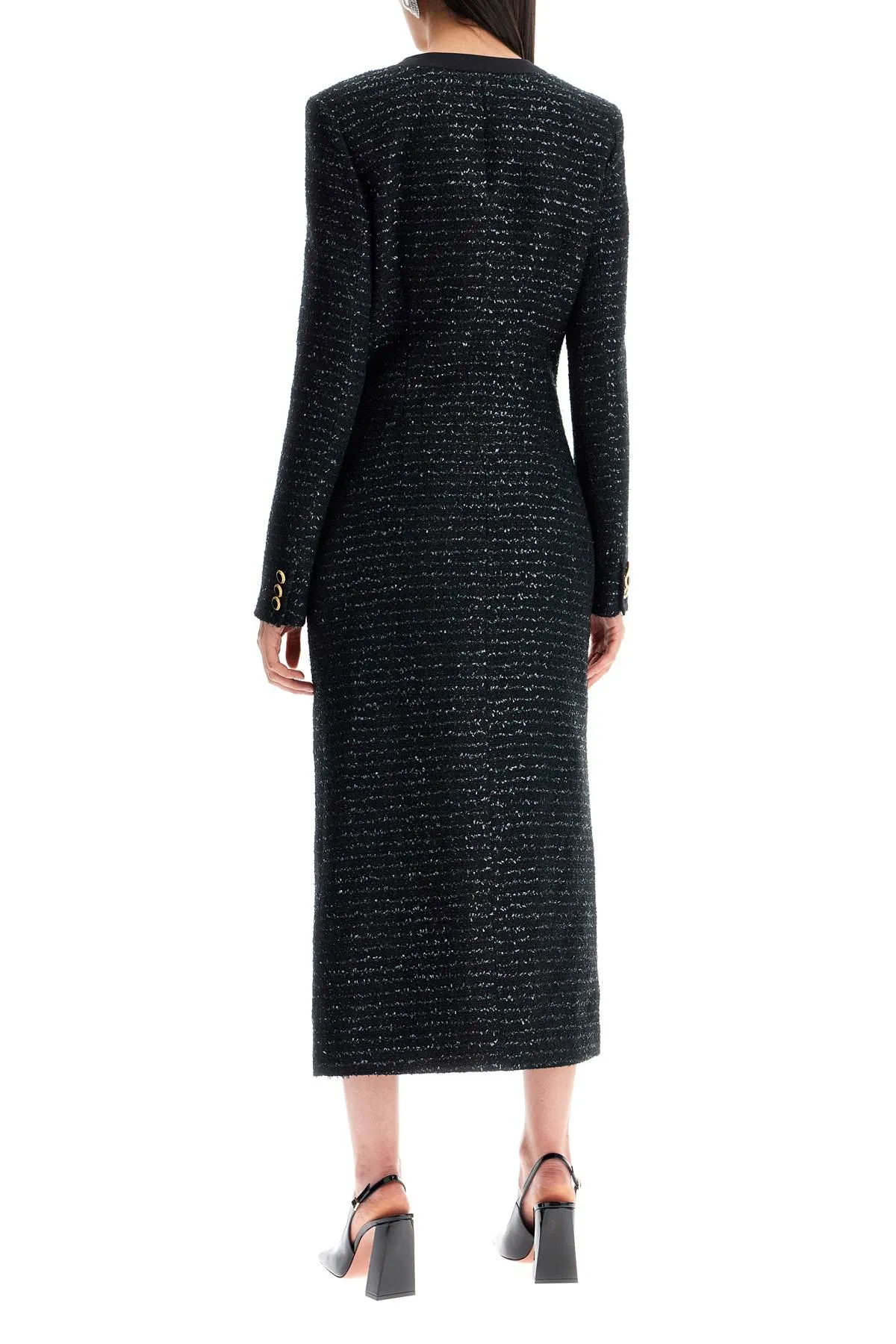 Alessandra Rich Midi Tweed Dress With Sequins