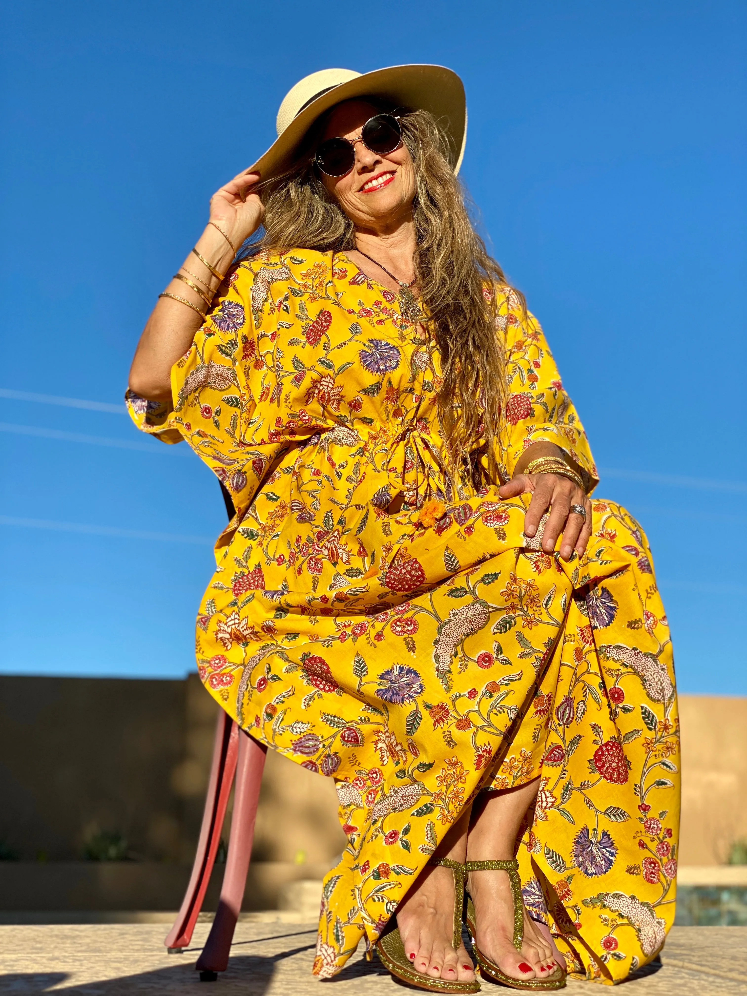 Alex Canary Maxi Kaftan Dress