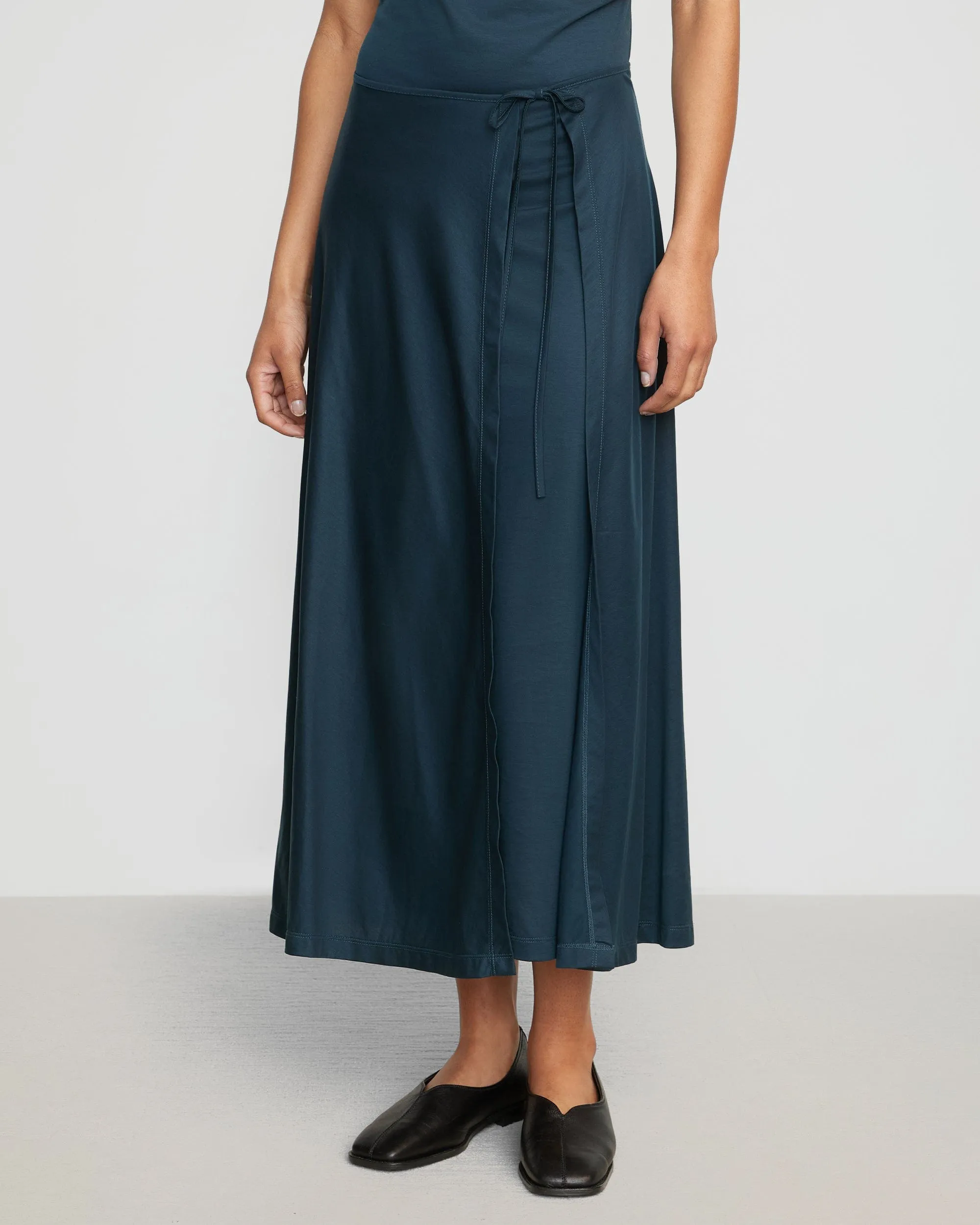 Amelia Asymmetric-Neck Wrap Dress