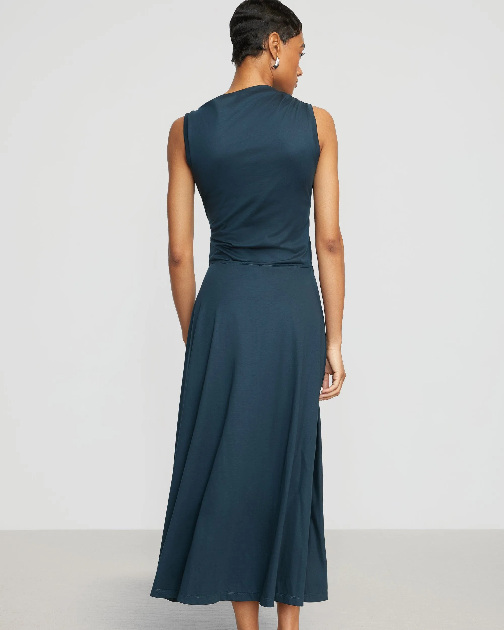 Amelia Asymmetric-Neck Wrap Dress