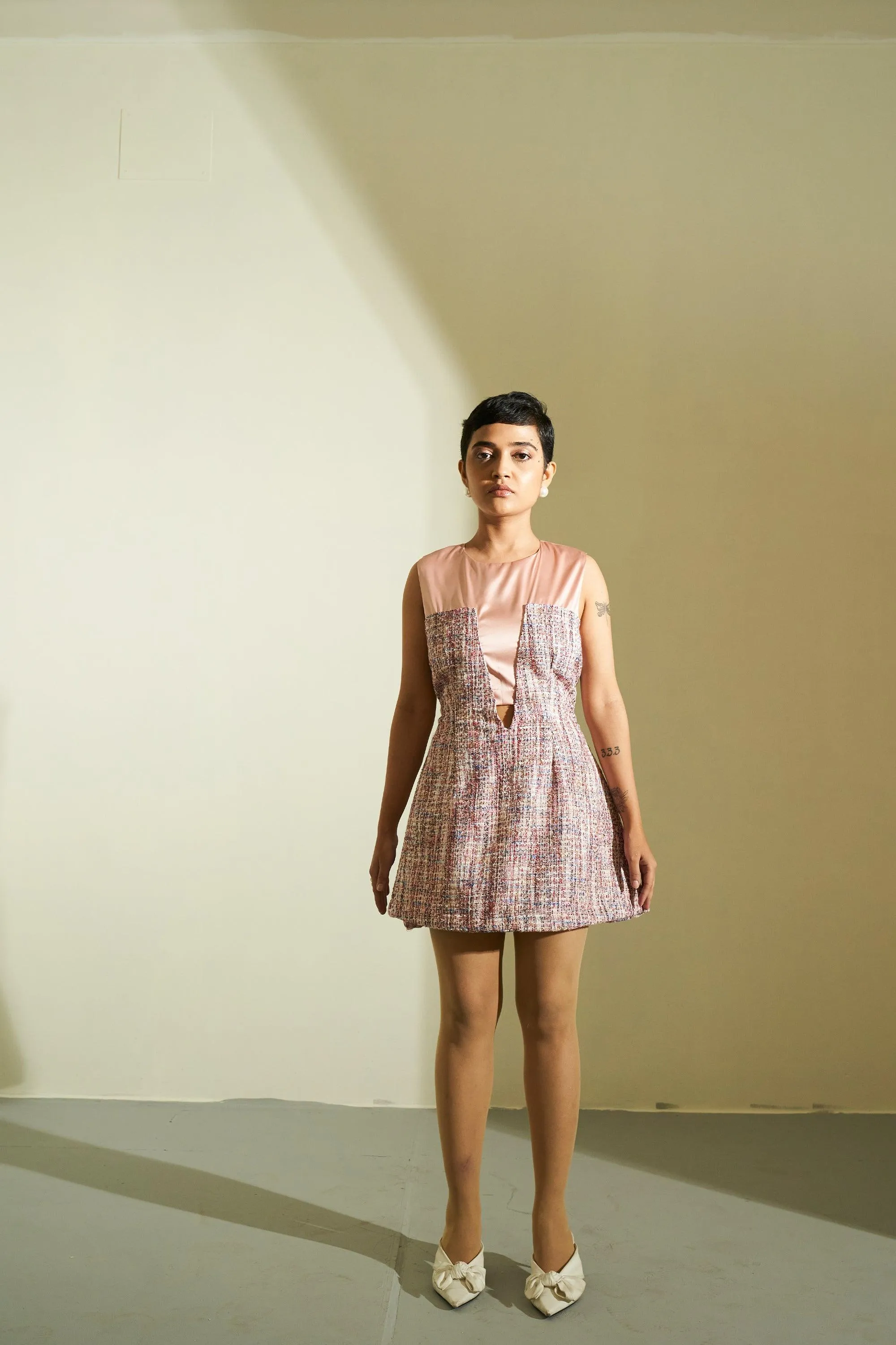 Aneed Satin Tweed Dress