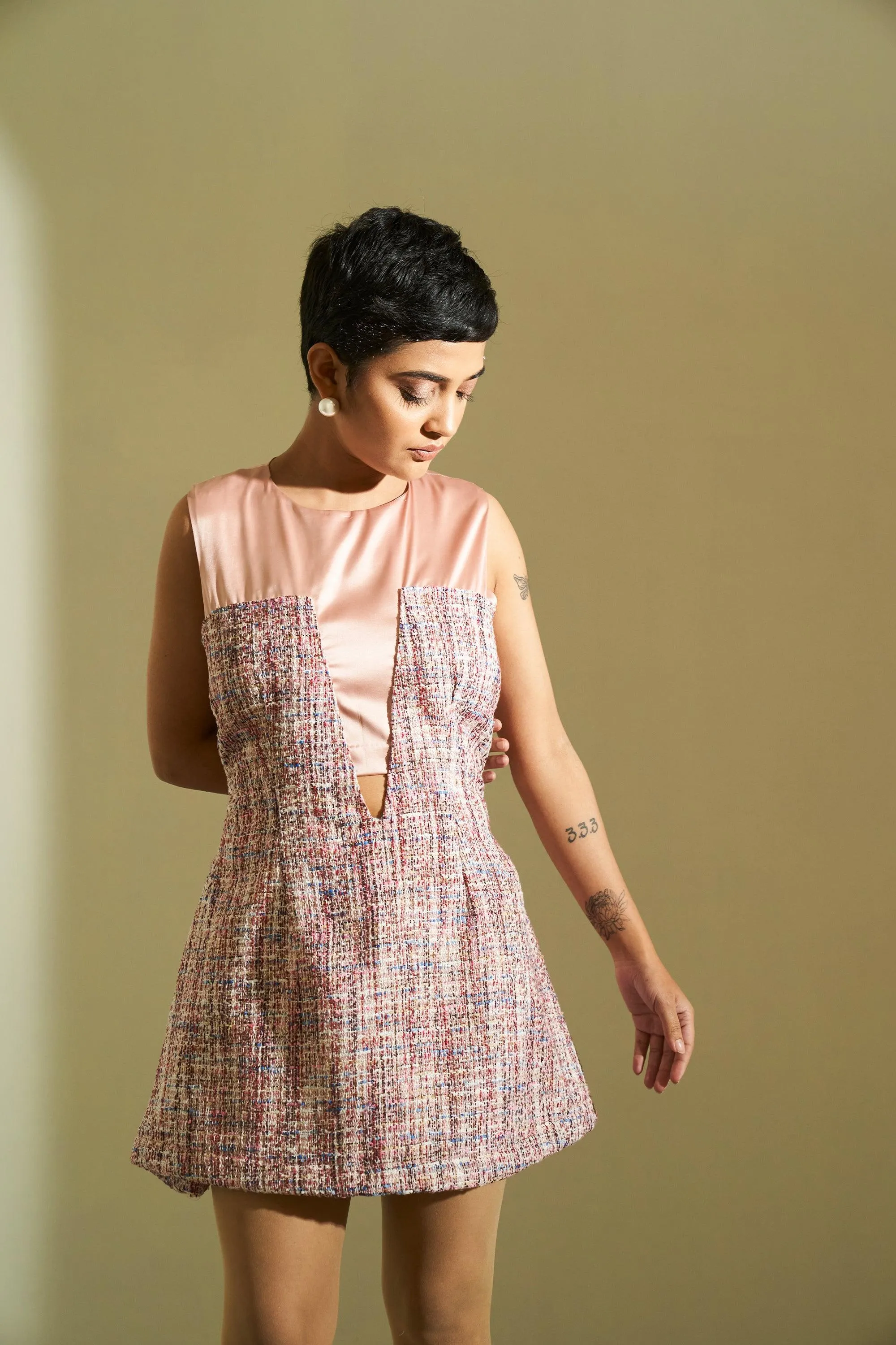 Aneed Satin Tweed Dress