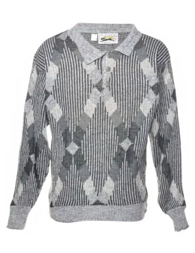 Argyle Grey Jumper - M