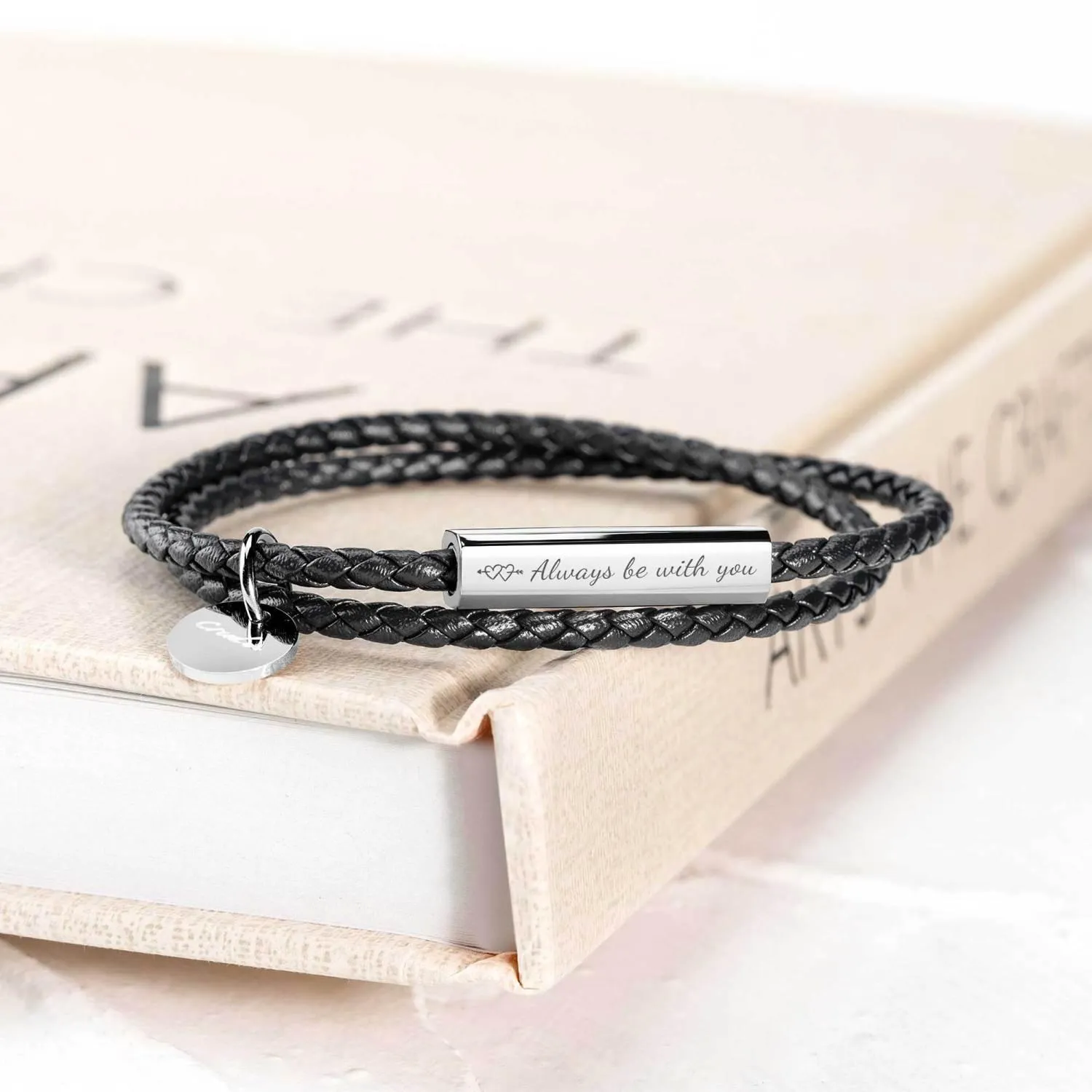 B3.Ricordi Italian Leather Wrap Bracelet(Jet Black)