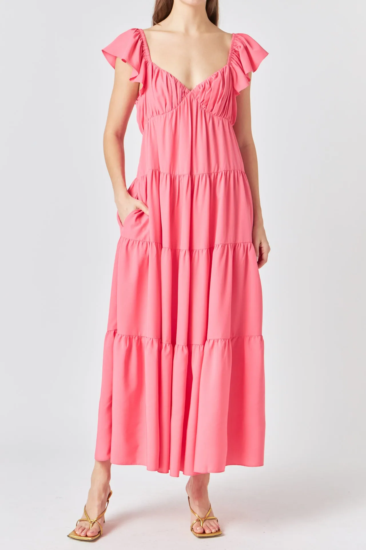 Back Bow Tie Maxi Dress