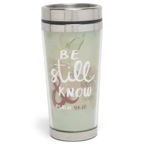 Be Still And Know Olive Green and Maroon 16 Ounces Stainless Steel Travel Tumbler