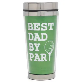 Best Dad By Par Bright Green and  White 16 Ounces Stainless Steel Travel Tumbler