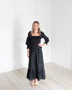 Black Floral Long Skirt