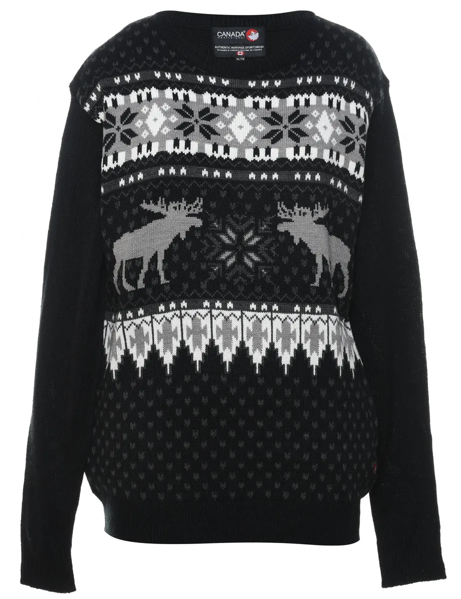 Black Nordic Jumper - XL