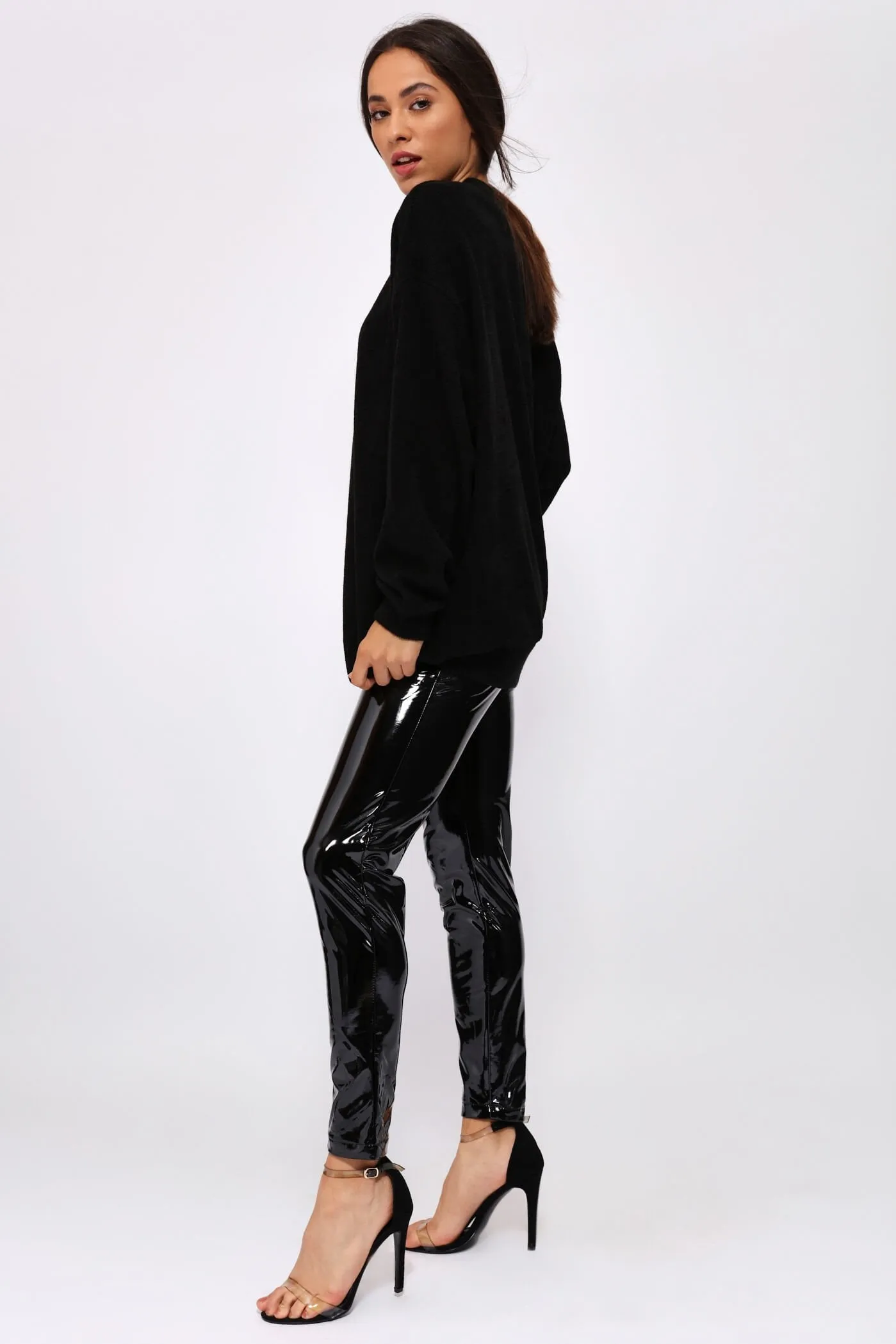 Black Oversized Ribbed Jumper