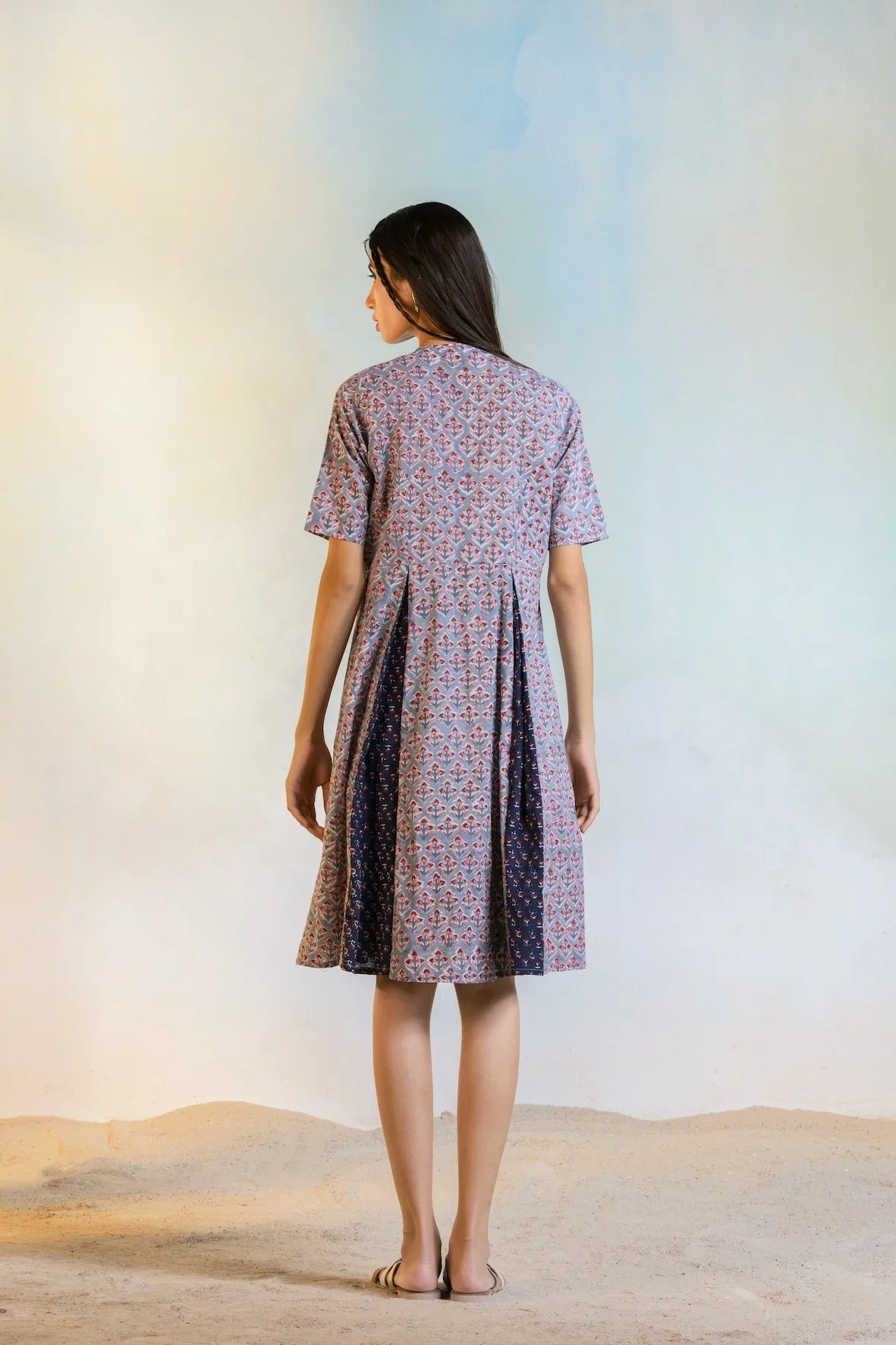 Block Print Short Wrap Dress