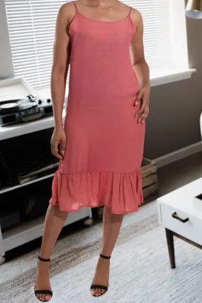 Blush Strappy Ruffle Hem Dress