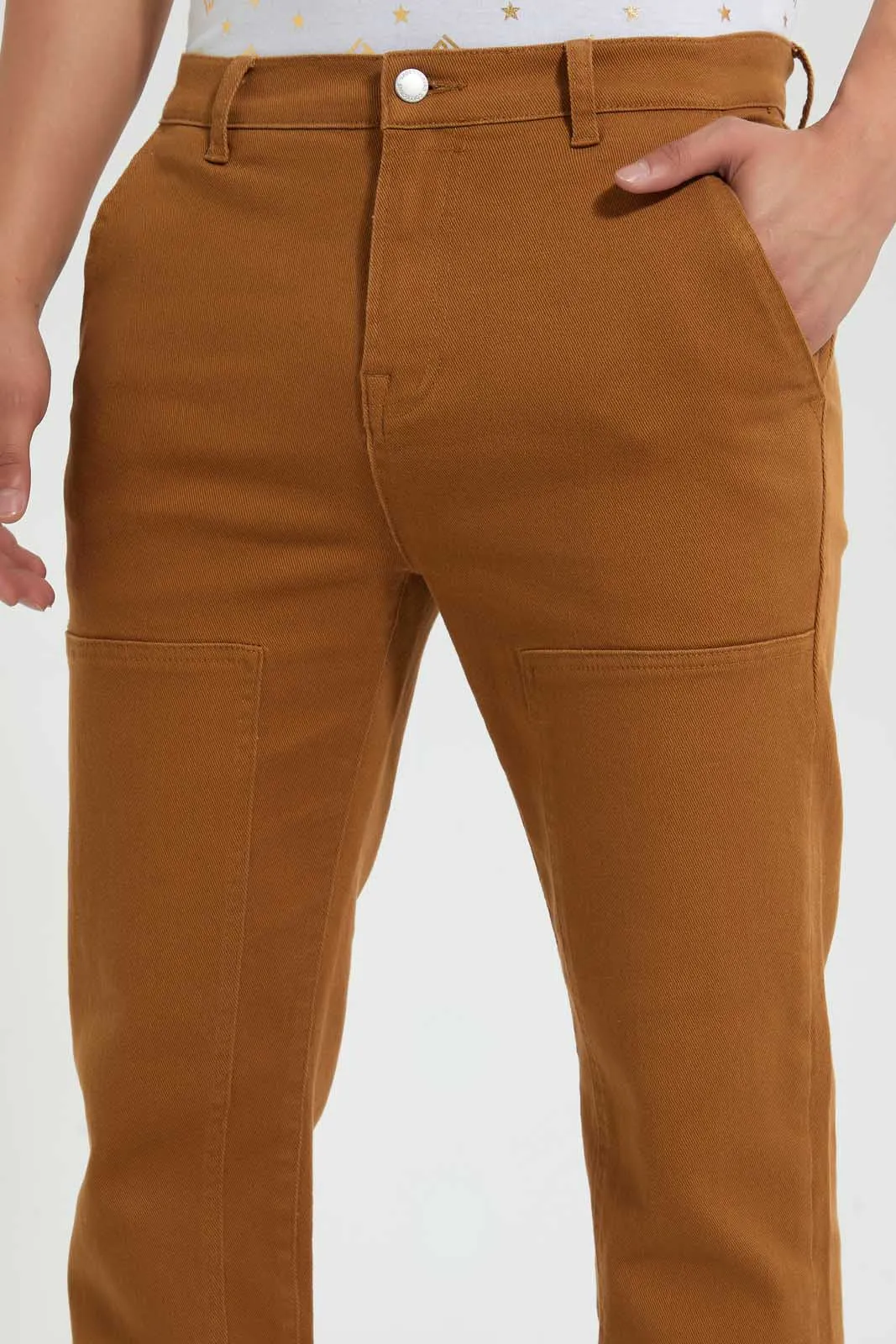 Brown Cut and Sew Chino Trouser
