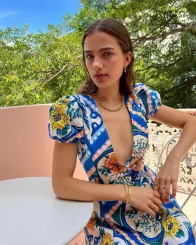 By Nicola Havana Wrap Mini Dress In Azure Floral