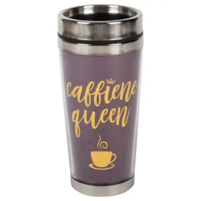 Caffeine Queen Deep Purple 16 ounce Stainless Steel Travel Tumbler Mug with Lid