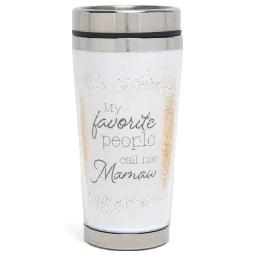 Call Me Mamaw Classic White and Gold Tone 16 Ounces Stainless Steel Travel Tumbler