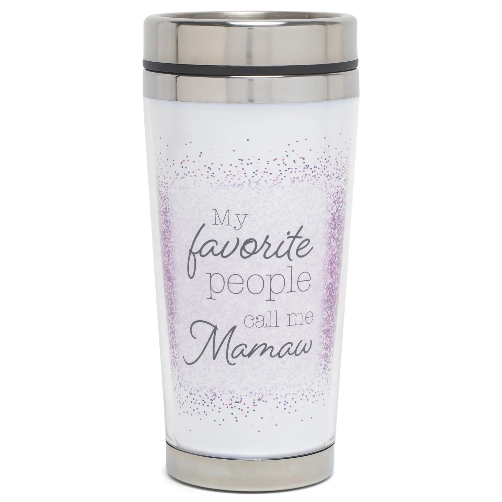 Call Me Mamaw Classic White and Purple 16 Ounces Stainless Steel Travel Tumbler