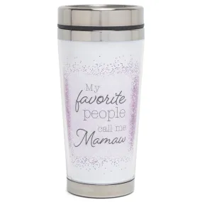 Call Me Mamaw Classic White and Purple 16 Ounces Stainless Steel Travel Tumbler