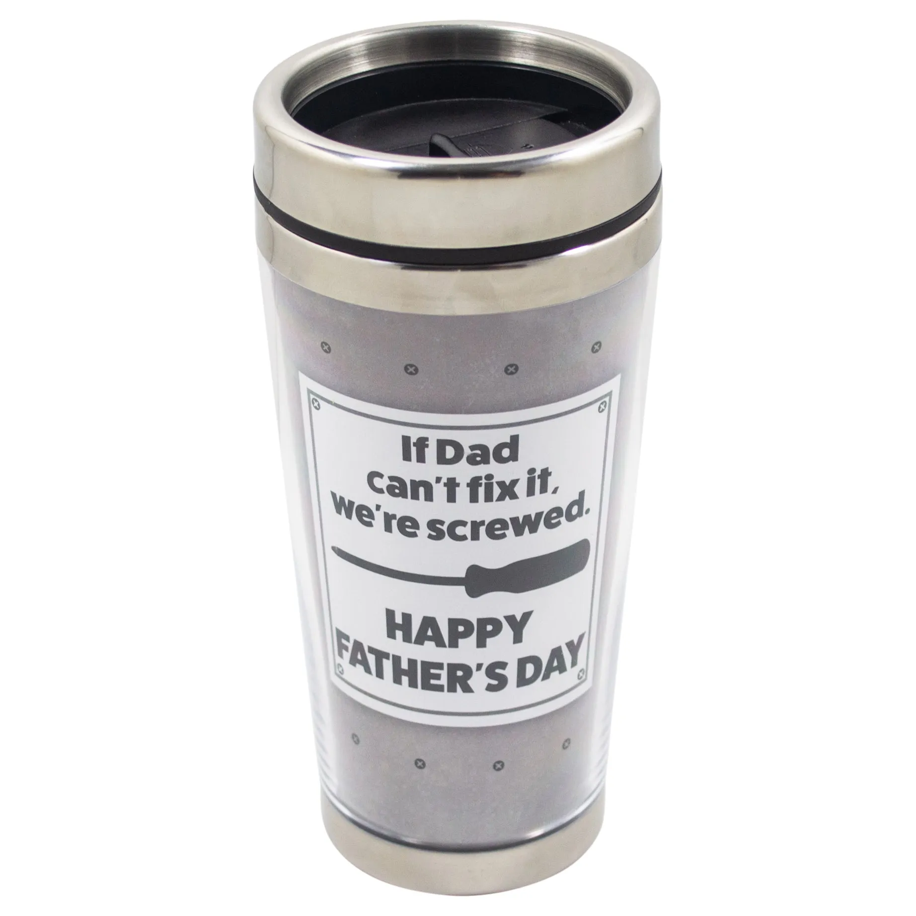Can't Fix It We're Screwed Grey 16 Ounce Stainless Steel Travel Tumbler Mug with Lid