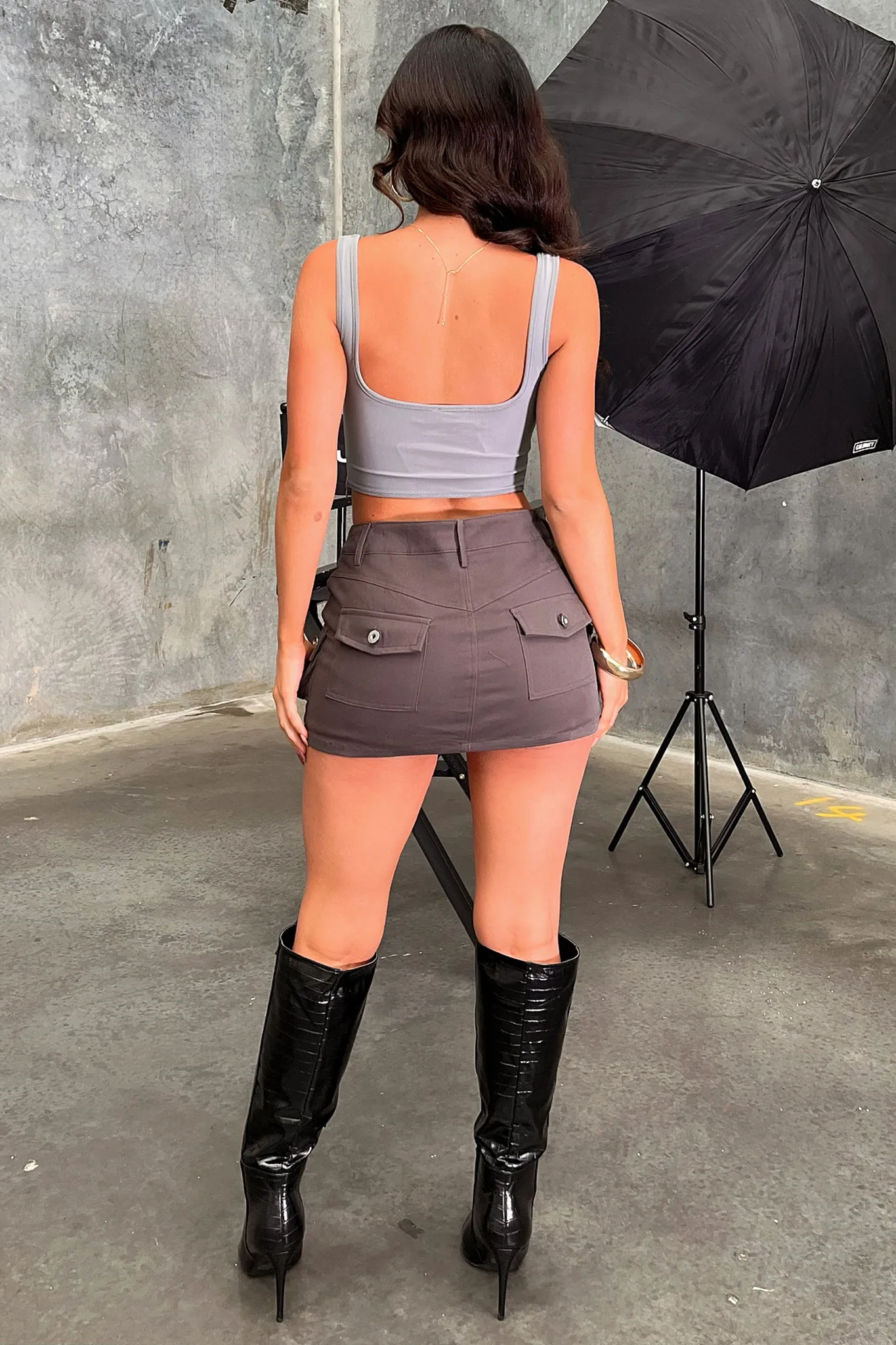 Carmen Cargo Skort - Charcoal