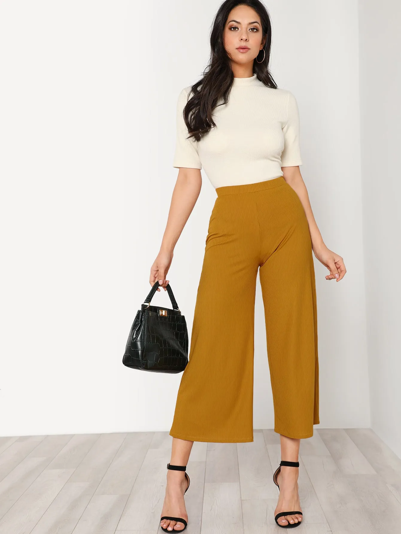 Casual Plain Natural Cropped Women Pants