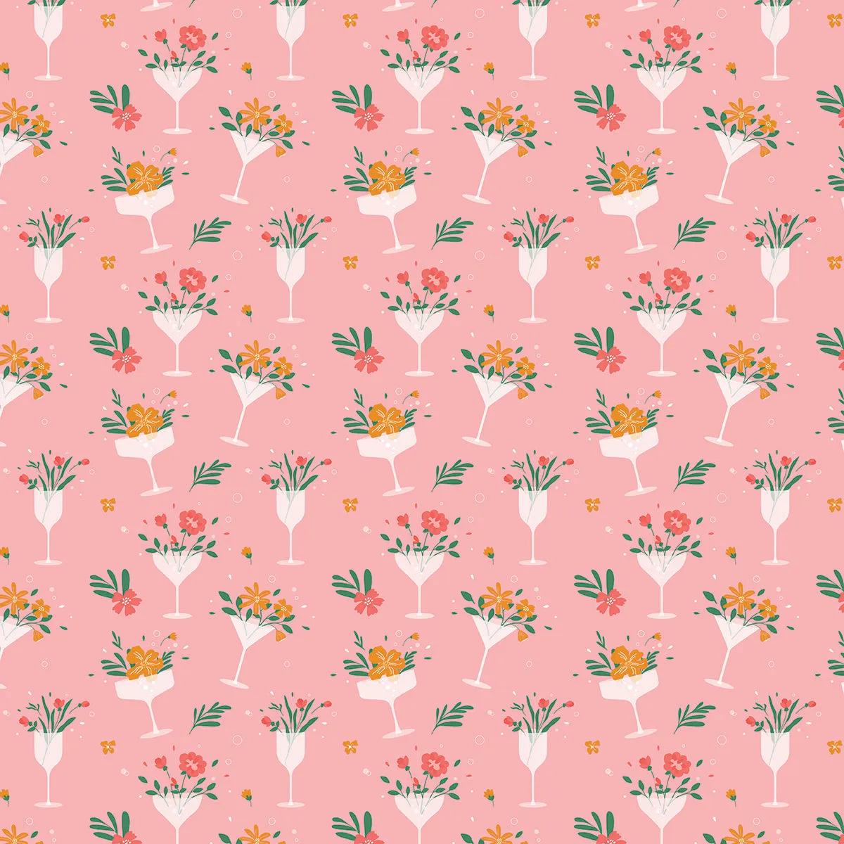 Cheers Floral Cocktails Gift Wrap Sheet