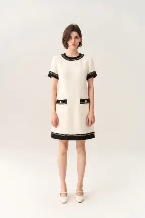 Classy Contrast Tweed Dress