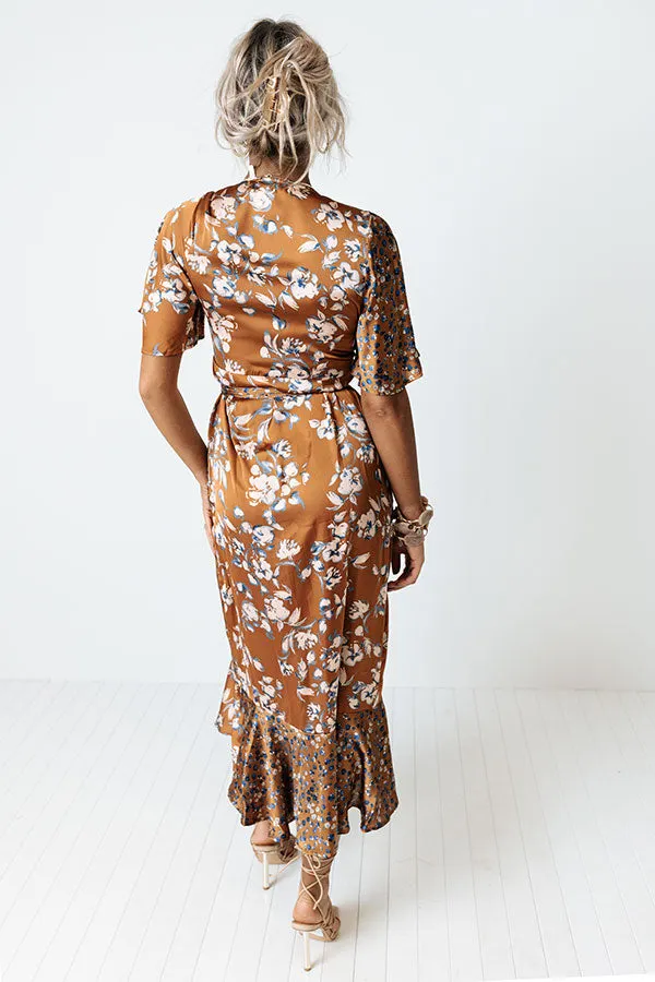Compliments Everywhere Satin Wrap Dress