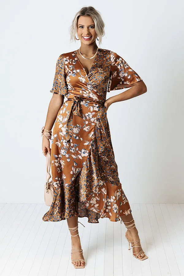 Compliments Everywhere Satin Wrap Dress