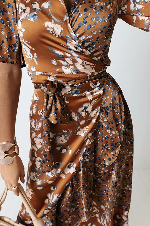 Compliments Everywhere Satin Wrap Dress