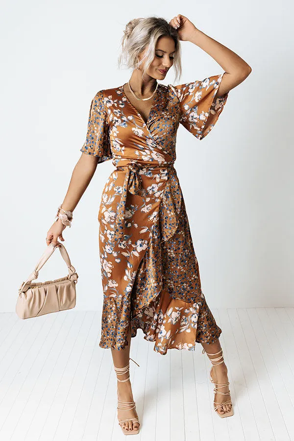 Compliments Everywhere Satin Wrap Dress