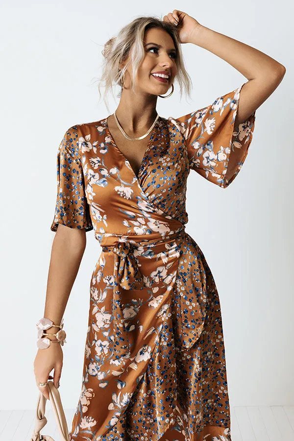 Compliments Everywhere Satin Wrap Dress