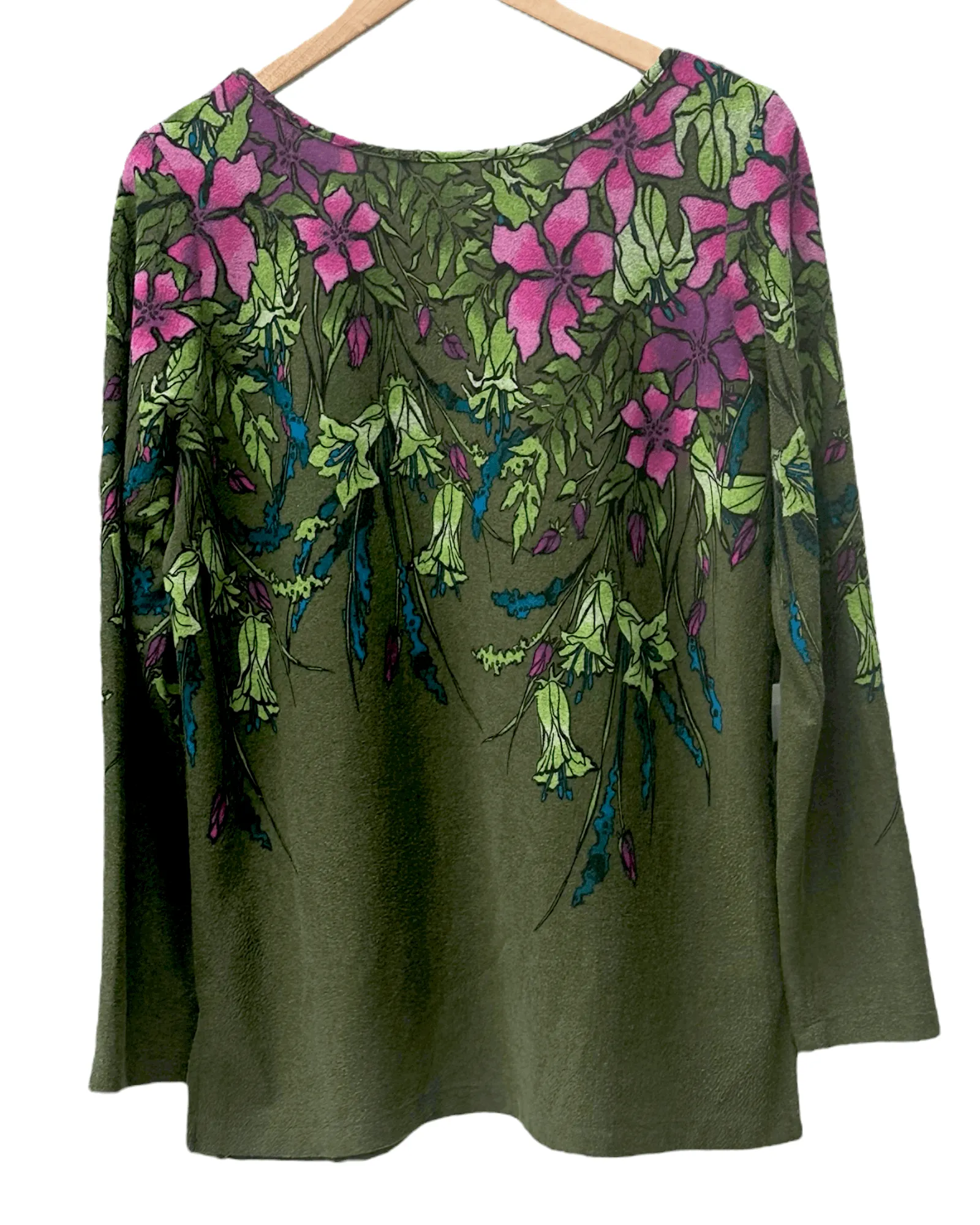 Dark Winter Flower Yoke Wide Neck Knit Pullover