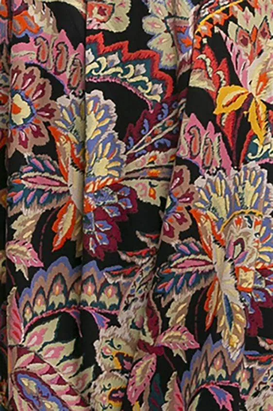 Dena Front Wrap Dress in Damascus Printed Ponte