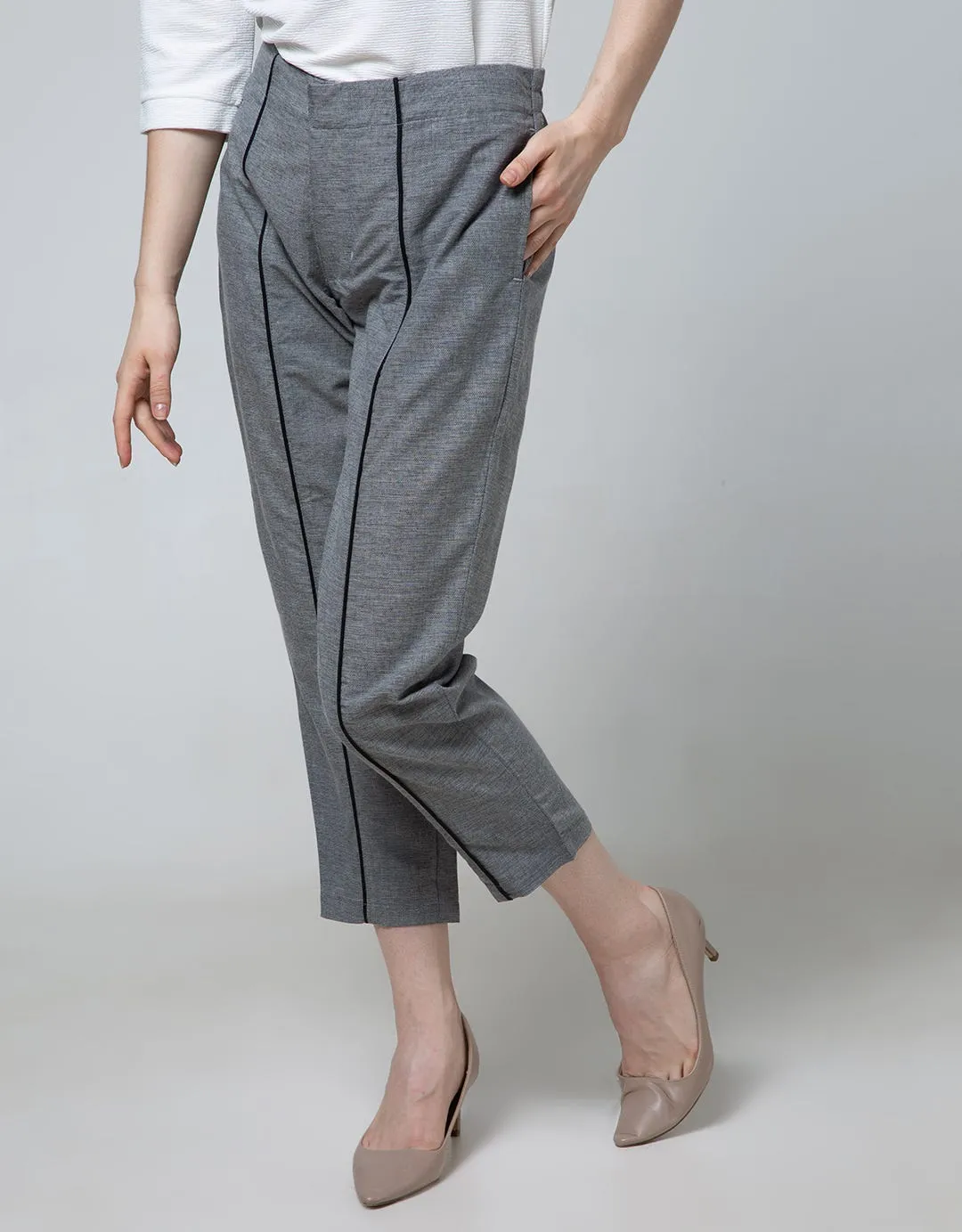 Details Casual Line Long Pants Woven Women