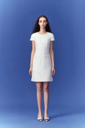 Dignified Cap-sleeve Patchwork-detail Dress